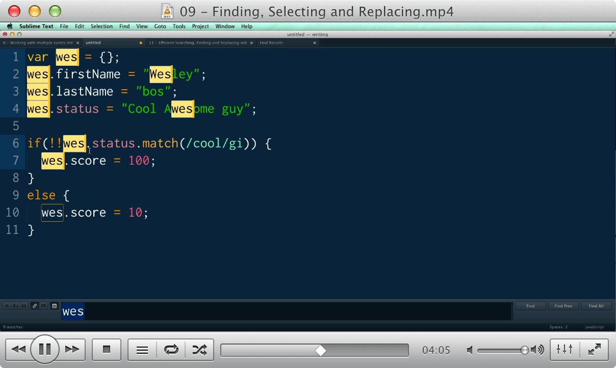 09 - Finding, Selecting and Replacing